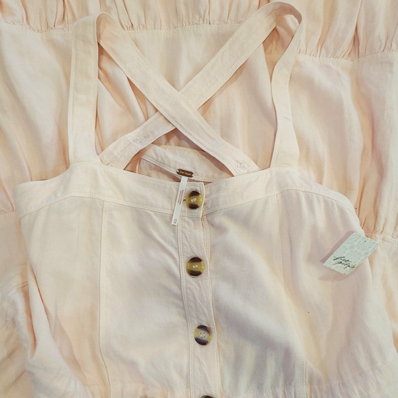 Free People Catch the Breeze Cottagecore Prarie Tiered Linen Midi Dress - Picture 3 of 15